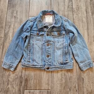 Hanna Andersson Boys Denim Jacket Size 120 US 6 Classic Trucker Jean Coat Play